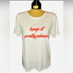 Draper James‎ White “ Keep It Pretty Please” Short Sleeve Graphic T-Shirt Medium